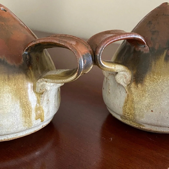 1980 Greg Wooten Indian River Pottery Brown Organic Earth stoneware Salt Pepper - Picture 9 of 10